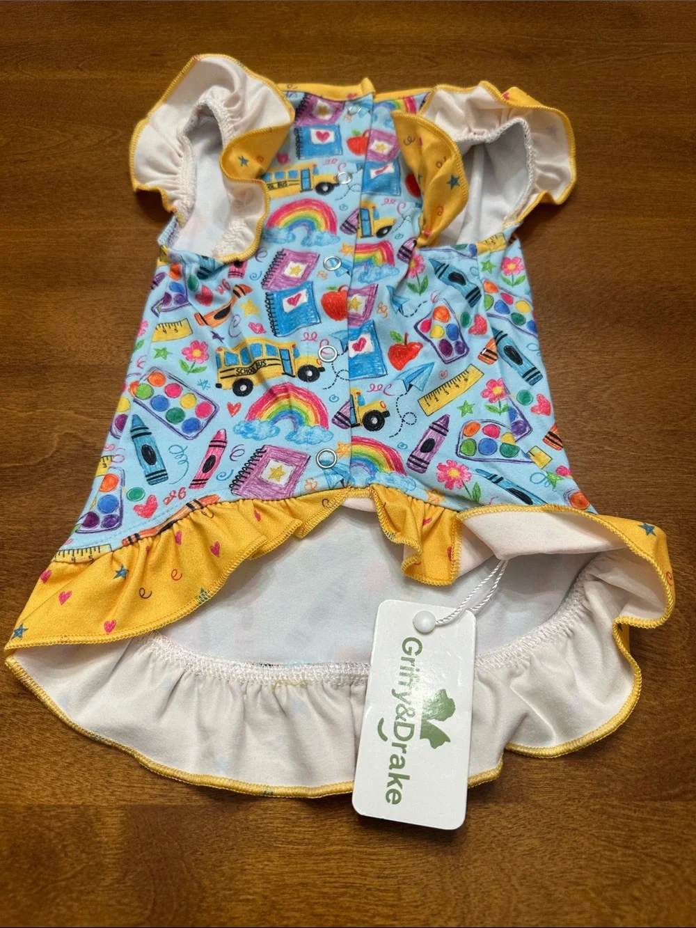 Griffy & Drake Back to School Ruffle Dog Shirt Small 7-10 Lbs NWT